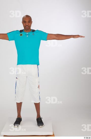 Whole Body Man T poses Black Sports Shirt Shorts Slim Standing Studio photo references