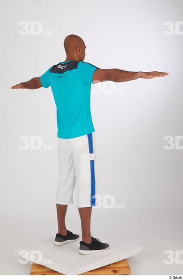 Whole Body Man T poses Black Sports Shirt Shorts Slim Standing Studio photo references