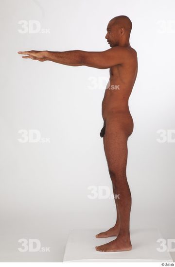 Whole Body Man Black Nude Slim Standing Studio photo references