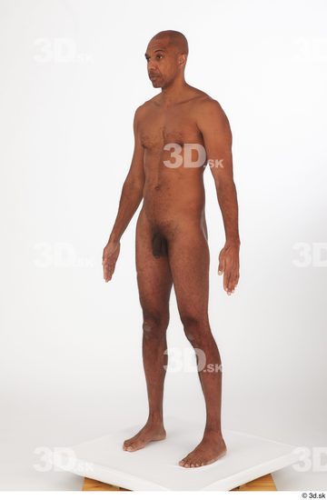 Whole Body Man Black Nude Slim Standing Studio photo references