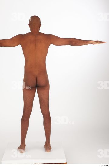 Whole Body Man T poses Black Nude Slim Standing Studio photo references