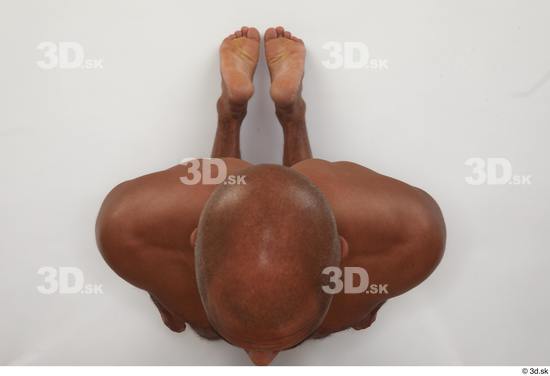 Whole Body Man Black Nude Slim Kneeling Top Studio photo references