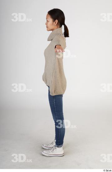 Whole Body Woman T poses Asian Casual Slim Standing Street photo references