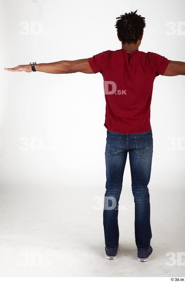 Whole Body Man T poses Black Casual Slim Standing Street photo references