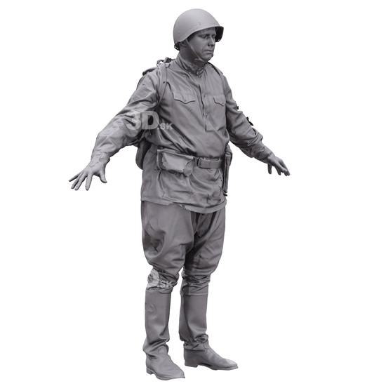 Man White Army 3D Artec Bodies