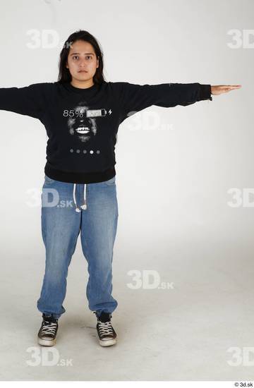 Whole Body Woman T poses Asian Casual Chubby Standing Street photo references