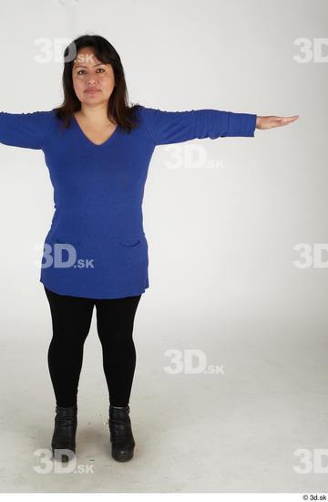 Whole Body Woman T poses Asian Casual Chubby Standing Street photo references