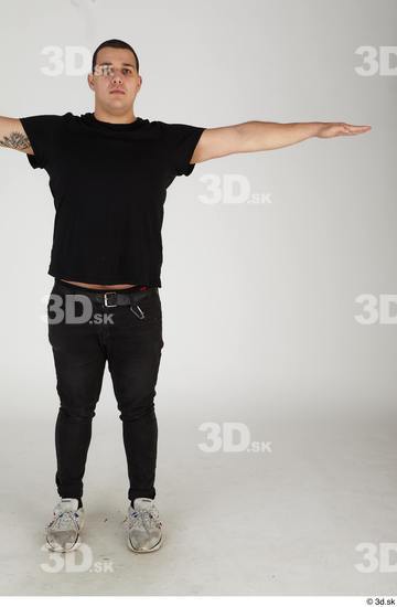 Whole Body Man T poses Casual Chubby Standing Street photo references