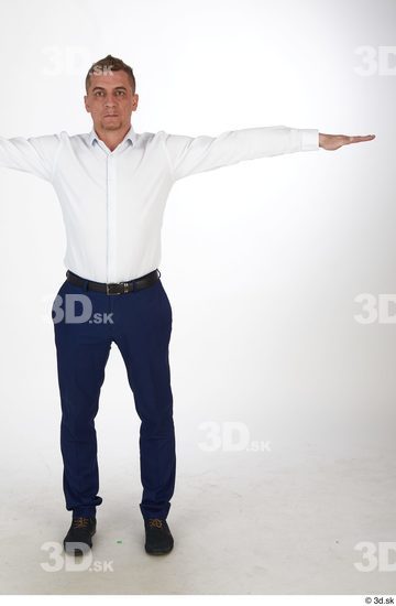 Whole Body Man T poses White Casual Slim Standing Street photo references