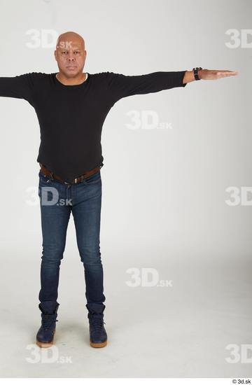 Whole Body Man T poses Black Casual Chubby Standing Street photo references