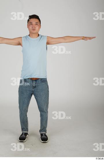 Whole Body Man T poses Asian Casual Slim Standing Street photo references