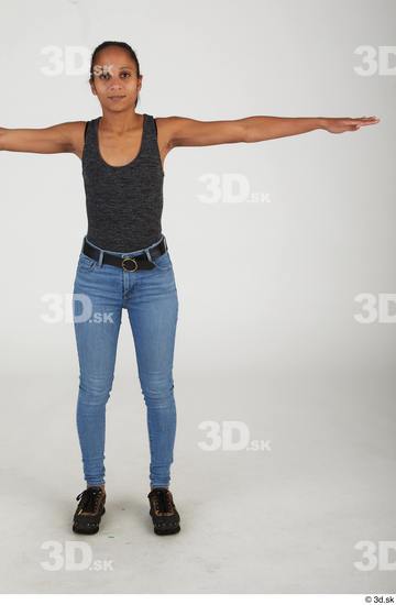 Whole Body Woman T poses Black Casual Slim Street photo references