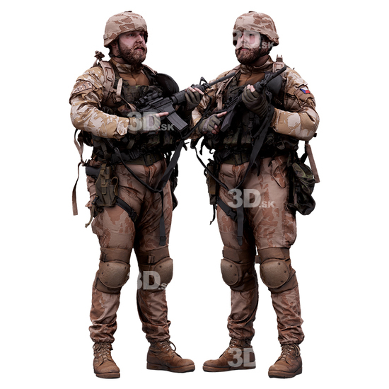 Whole Body Weapons-Rifle Man White Army Muscular 3D Cleaned Bodies