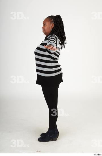 Whole Body Woman T poses Black Casual Chubby Standing Street photo references