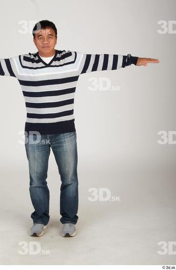 Whole Body Man T poses Black Casual Slim Standing Street photo references