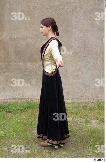 Whole Body Woman T poses White Historical Shirt Dress Costume photo references