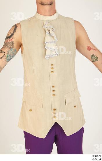 Upper Body Man White Historical Vest Costume photo references