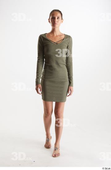 Vanessa Angel  casual dressed front view green long sleeve dress whole body  jpg