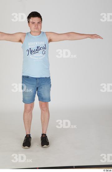 Whole Body Man T poses White Casual Chubby Standing Street photo references