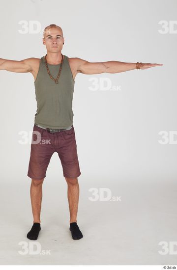 Whole Body Man T poses White Casual Slim Standing Street photo references