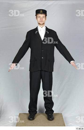 Whole Body Man White Uniform Studio photo references