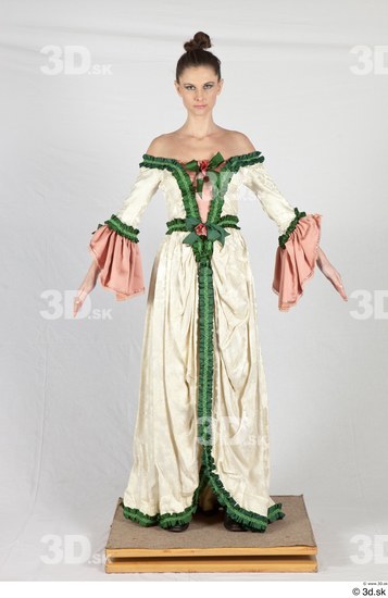 Whole Body Woman White Historical Dress Costume photo references