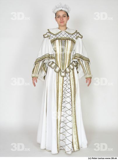 Whole Body Woman White Historical Dress Costume photo references