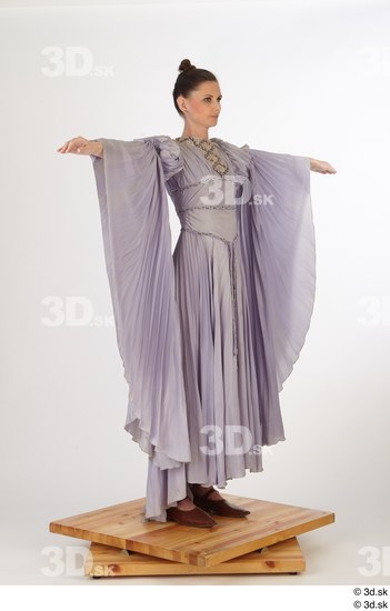 Whole Body Woman T poses White Dress Costume photo references