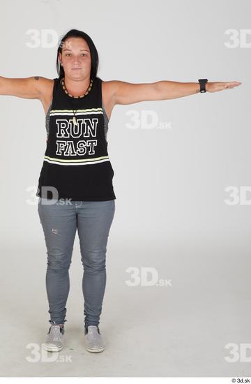 Whole Body Woman T poses White Casual Chubby Standing Street photo references