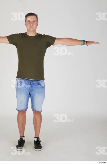 Whole Body Man T poses White Casual Slim Standing Street photo references