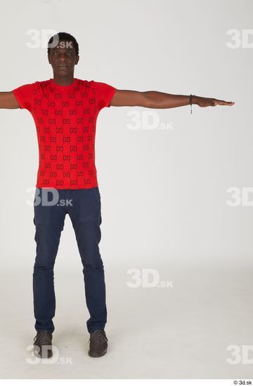 Whole Body Man T poses Black Casual Slim Standing Street photo references