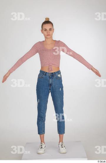 Woman White Slim Female Studio Poses