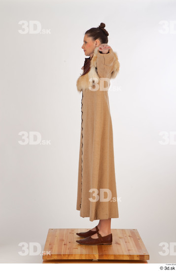Whole Body Woman T poses White Coat Costume photo references