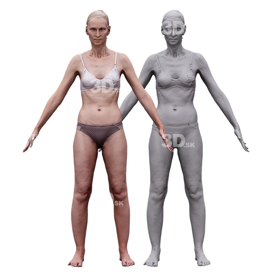 Whole Body Woman Underwear Arab 3D RAW A-Pose Bodies