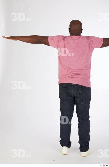 Whole Body Man T poses Black Casual Chubby Standing Street photo references