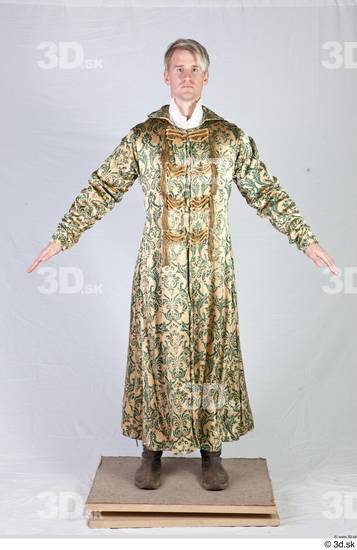 Whole Body Man White Historical Coat Costume photo references