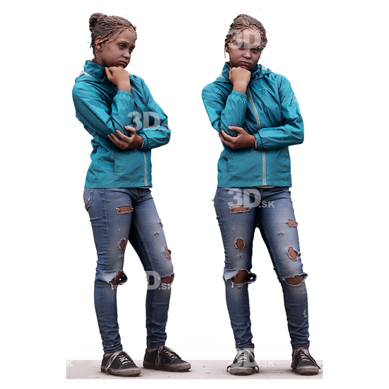 Whole Body Woman White Casual  3D Scan Daily Pose