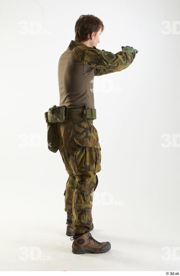 Whole Body Weapons-Pistol Man Pose with pistol White Uniform Athletic Studio photo references