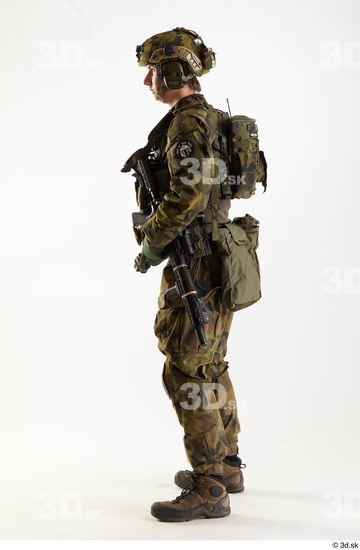 Whole Body Weapons-Rifle Man Pose with machine rifle White Uniform Athletic Studio photo references