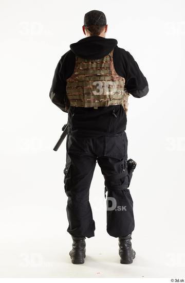 Weapons-Rifle Man Pose with machine rifle White Army Athletic Studio photo references