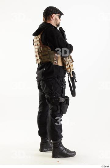 Weapons-Rifle Man Pose with machine rifle White Army Athletic Studio photo references