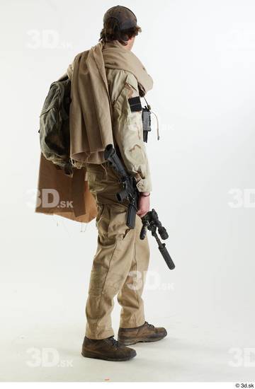 Whole Body Weapons-Rifle Man Pose with machine rifle White Army Athletic Studio photo references