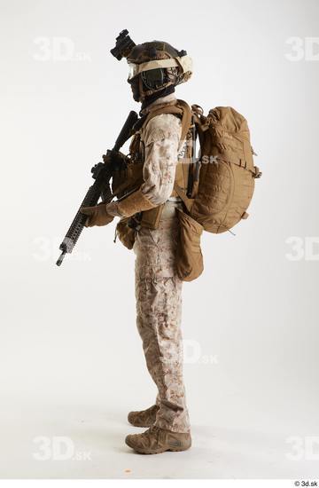 Weapons-Rifle Man Pose with machine rifle White Army Athletic Studio photo references