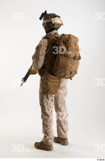 Weapons-Rifle Man Pose with machine rifle White Army Athletic Studio photo references