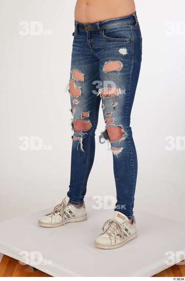 Olivia Sparkle blue jeans with holes casual dressed leg lower body white sneakers  jpg