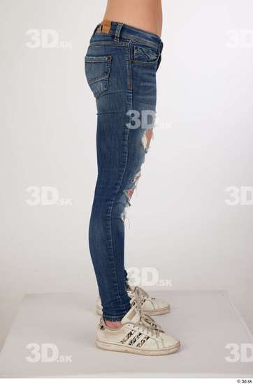Olivia Sparkle blue jeans with holes casual dressed leg lower body white sneakers  jpg