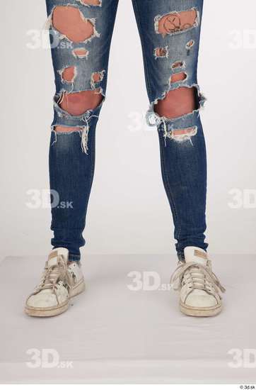 Olivia Sparkle blue jeans with holes calf casual dressed white sneakers  jpg