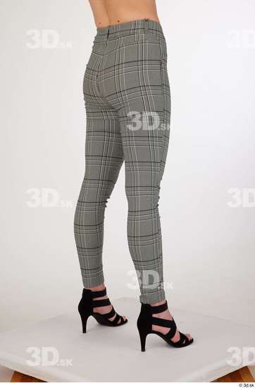 Olivia Sparkle black high heels sandals casual dressed grey checkered trousers leg lower body  jpg