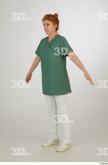 Woman White Uniform Slim Studio photo references