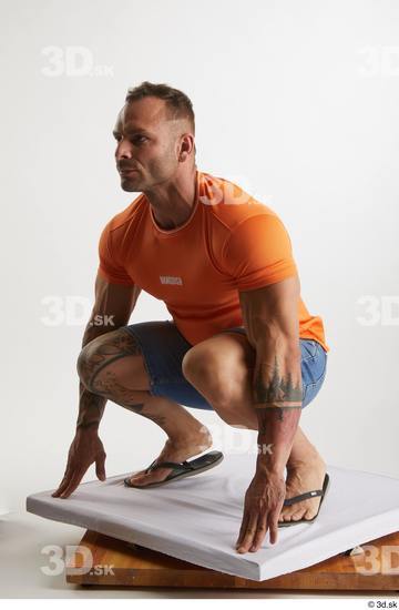 Man White Muscular Male Studio Poses